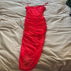 Wild Fable Red Ruched Bodycon Midi Dress